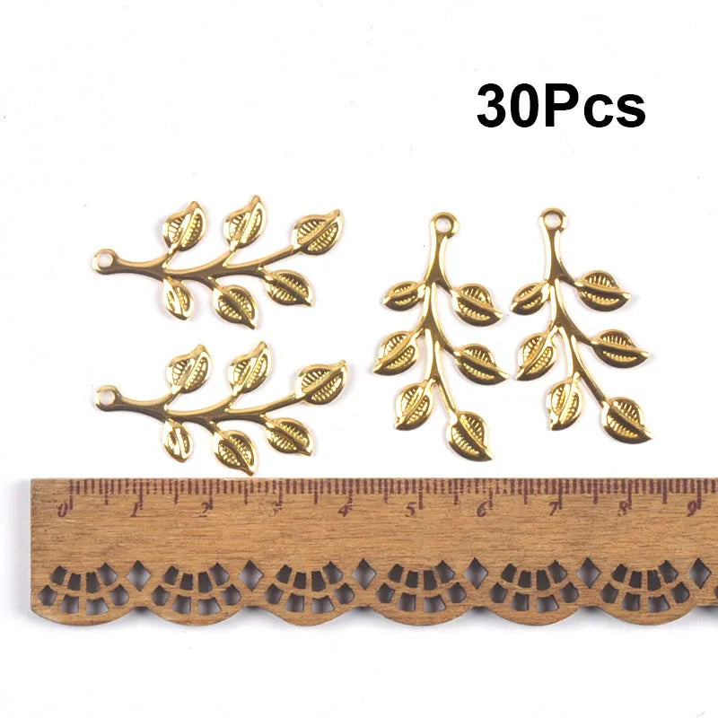 Mixed Gold Leaf Filigree Wraps Metal Crafts Connectors For Making Jewelry Accessories DIY Scrapbook Handicraft Home Decor yk0912 Qme 38X20mm 30cps