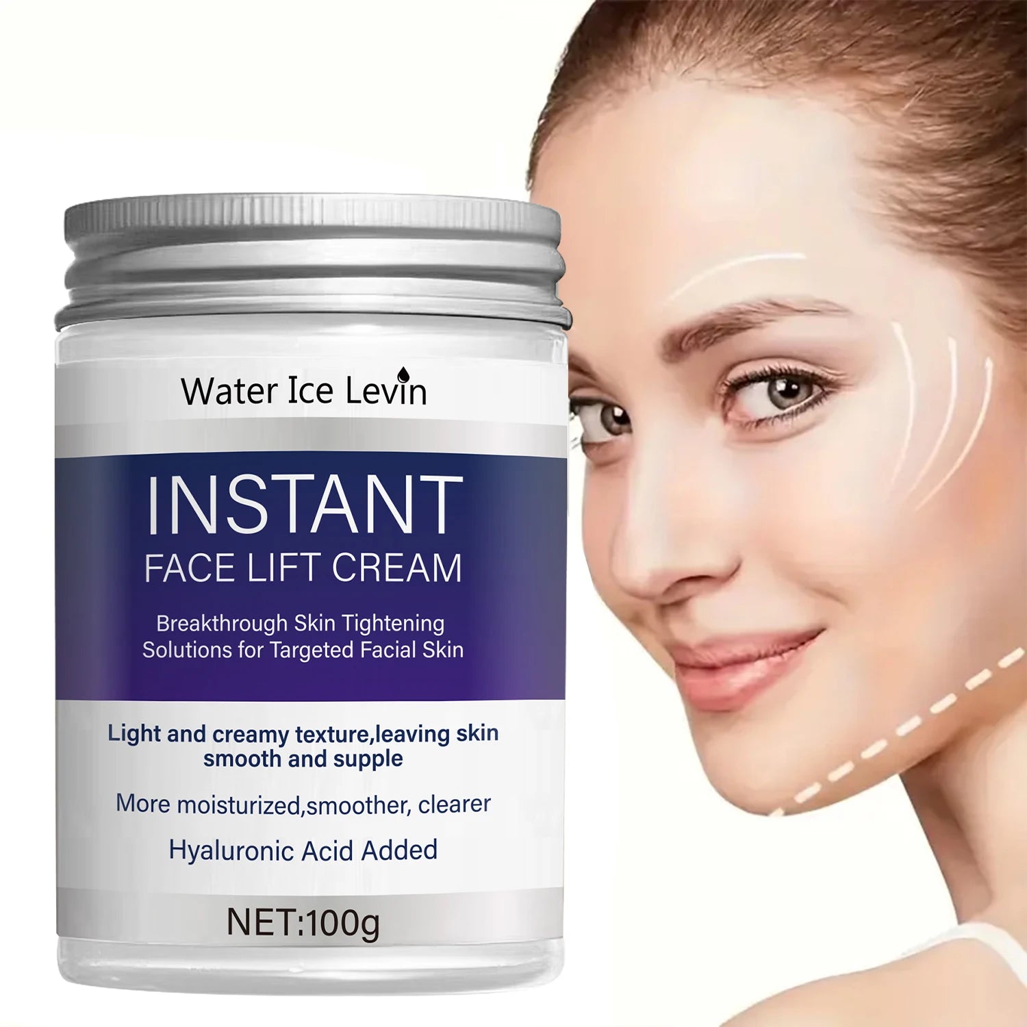 Instant Lifting Face Cream with Hyaluronic Acid & Collagen for Tightening, Firming & Deep Moisturizing. Qme