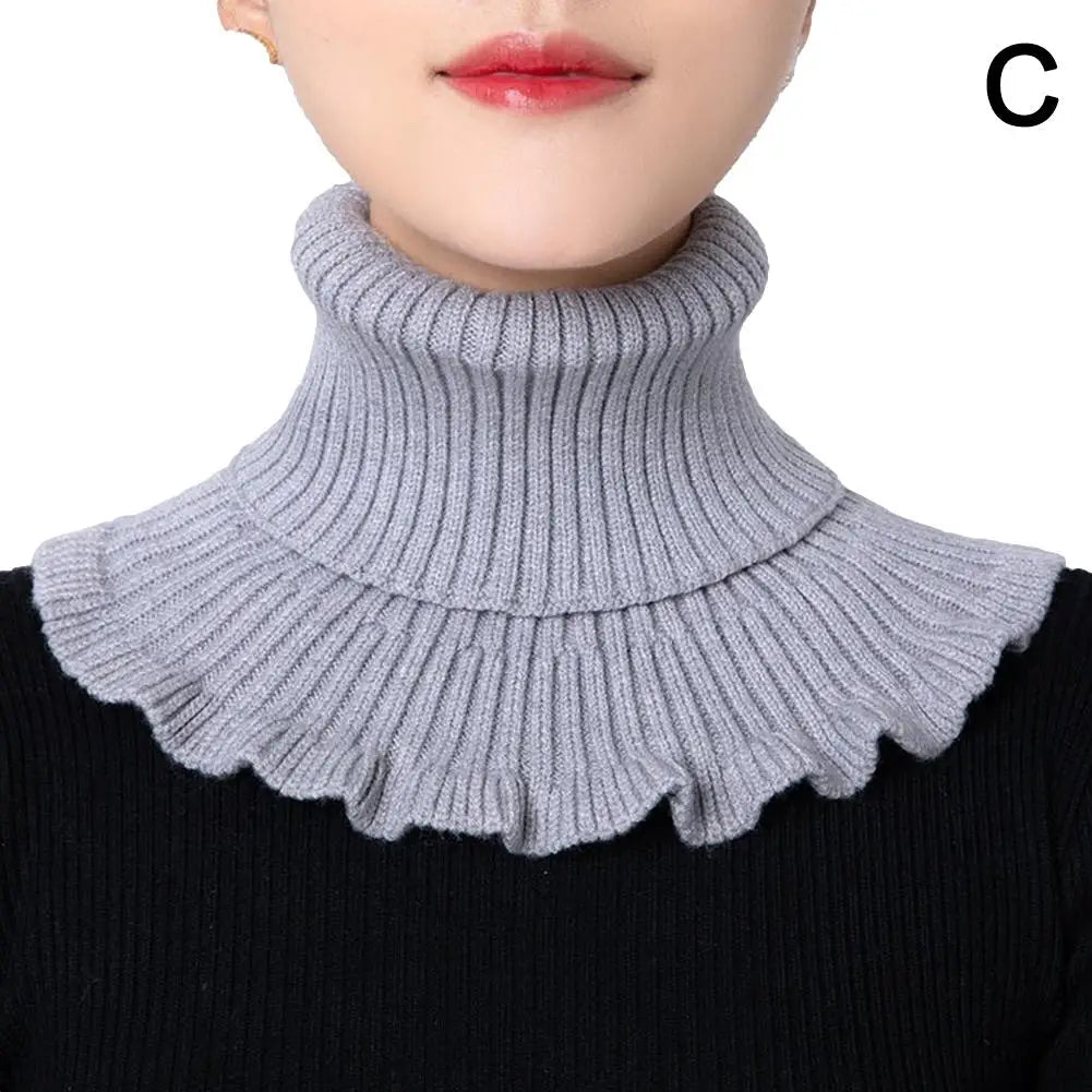 Warm Knitted Fake Collar Woolen Women Turtleneck Knitted False Fake Collar Detachable Neck Scarf Thicken Windproof Fake Collars Qme C