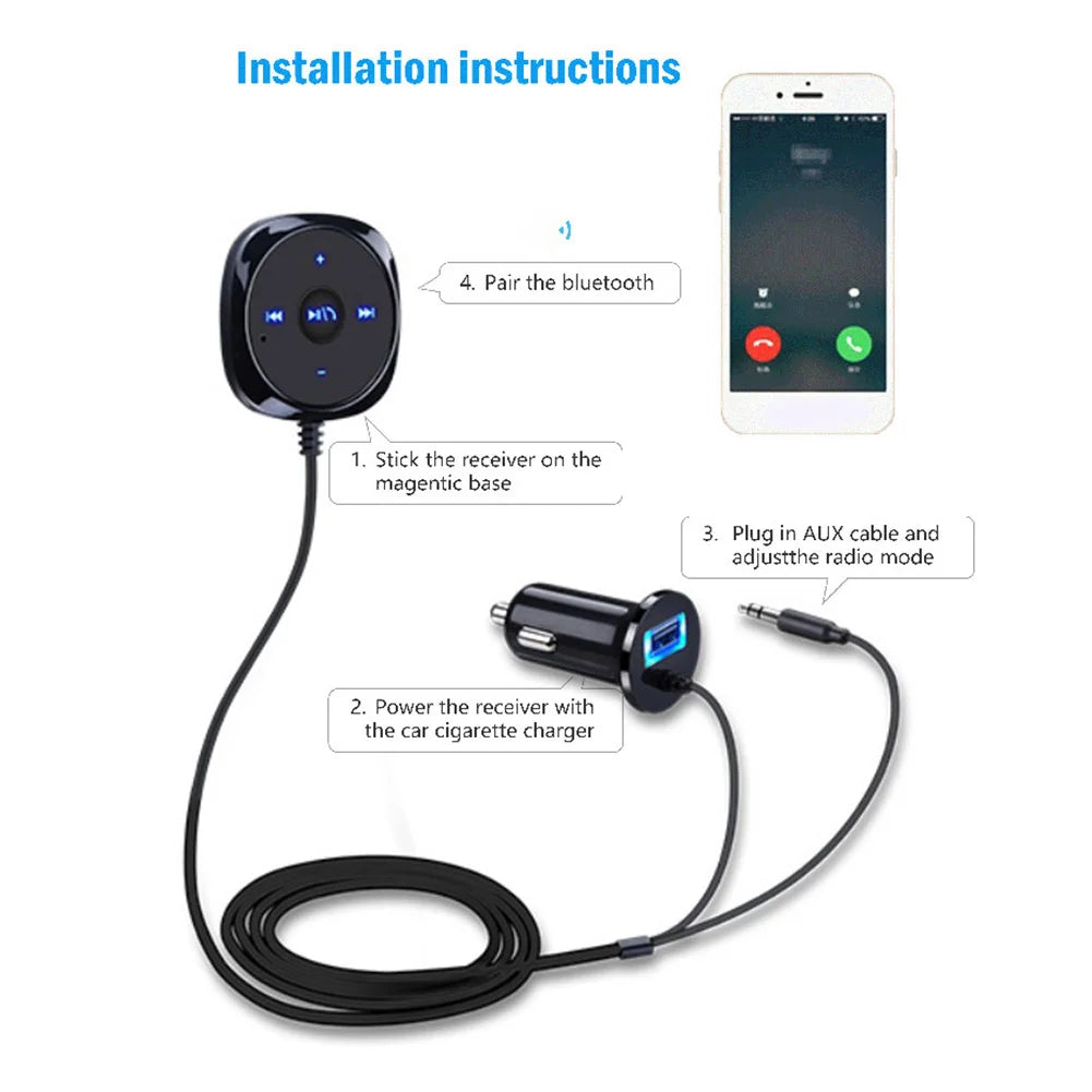 Car Bluetooth-compatible Audio Receiver 3.5mm AUX Handsfree Audio Music Receiver Adapter Auto Accessories for Smartphone Tablet Qme