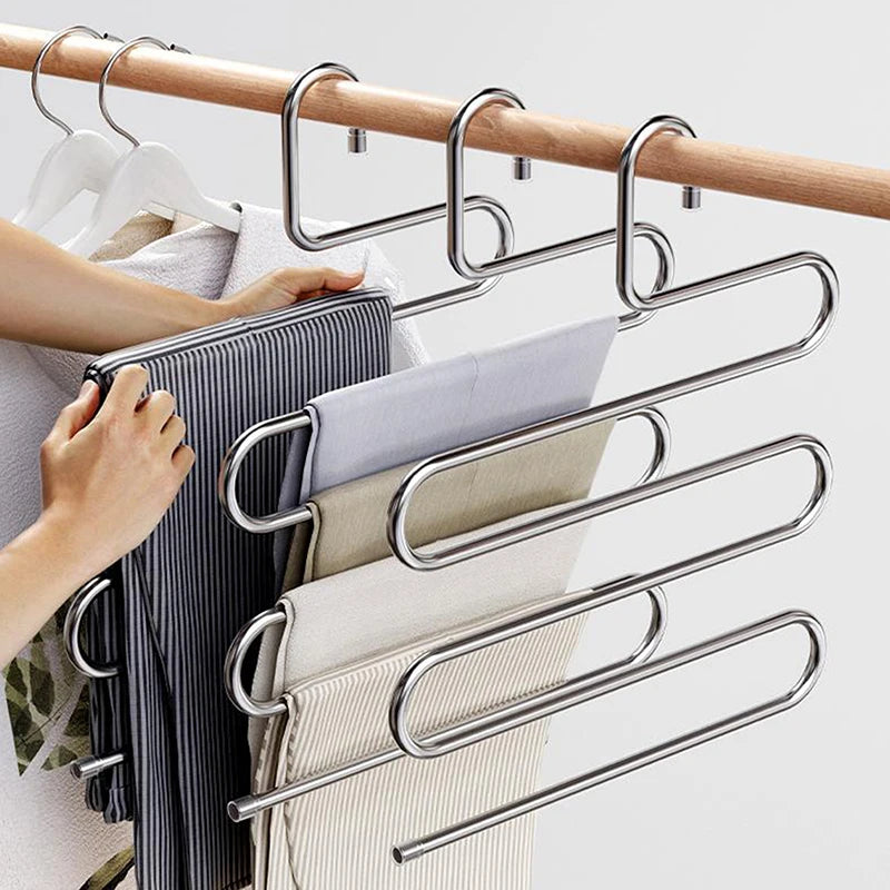 Non-slip Pant Storage Rack Cloth Multiple Functions Hanging 5 Layers Qme
