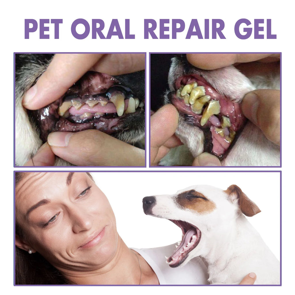 Pet Oral Repair Gel for Dogs & Cats - Puppy Tartar Removal Teeth Whitening Stain Remover Odor Eliminator Gum Care Pet Teeth Qme