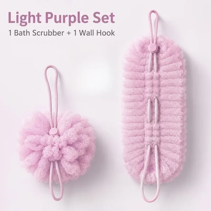 1 Bath Scrub Towel Back Cleaning Brush Shower Sponge Suction Cup Soft Qme