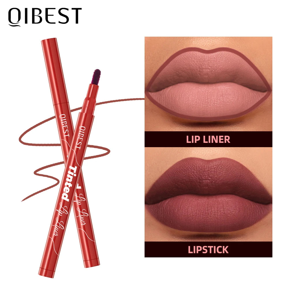 QIBEST 5 Colors Lipstick Lipliner Nude Matte Lip Liner Pen Non-Drying Waterproof Plumping Outline The Lips Contour Makeup Beauty Qme