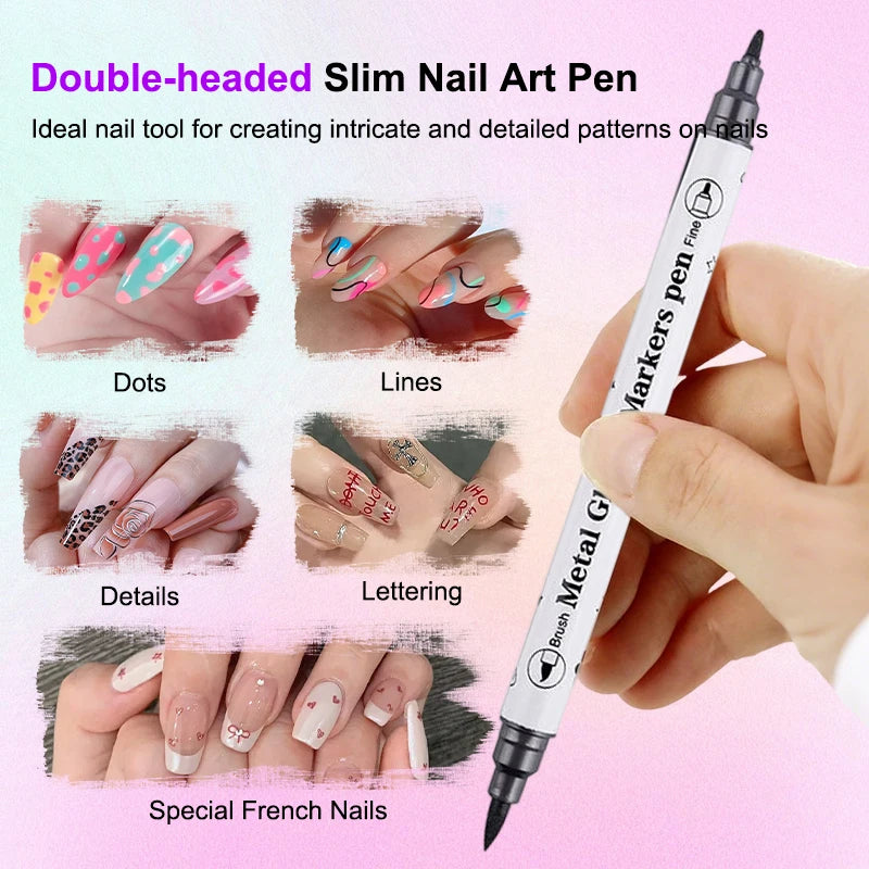 Colourful Waterproof Nail Art Graffiti Pen DIY 3D Drawing Abstract Qme