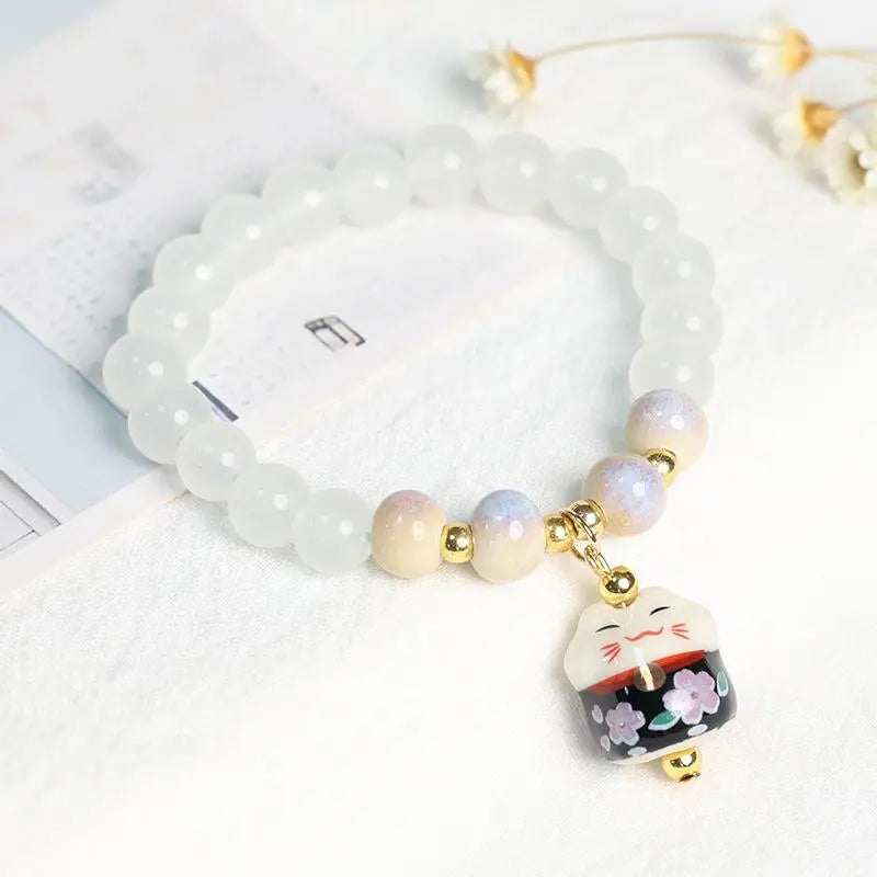 Boho Fortune Cat Charms Bracelet For Women Stretch Wire Couple Bracelet Jewelry Accessories Gifts Qme A7