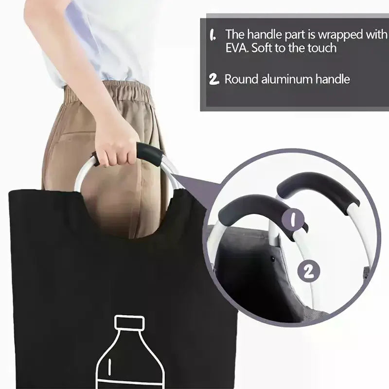82L Empty Bottle Storage Basket Folding Kitchen Wastewater Bottle Collector Bag With Aluminum Handle Large Capacity Bin Qme