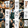 A 6/9pcs Temporary Tattoos for Women - Black Heart, Butterfly, Floral & Celestial Designs | Waterproof Fake Tattoo Stickers Qme 6pcs MAT-052MAT060