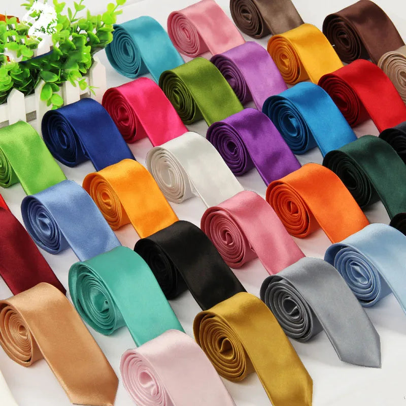 Men Tie Silk Polyester Necktie Classic Formal Solid Plain Pink Black Qme