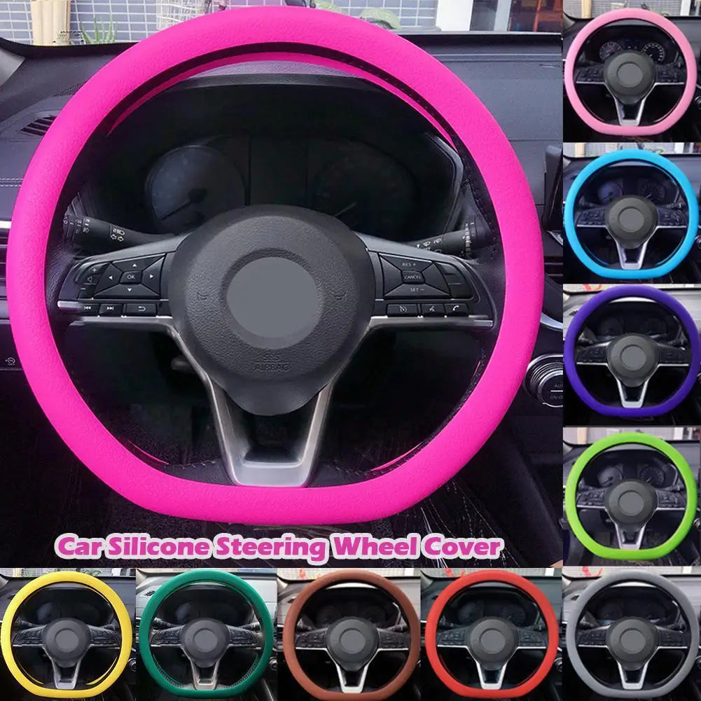 19 Color Car Silicone Steering Wheel Cover For Summer Fashion Sweat Absorbent Non-slip Handle Cover General DIY Parts Qme