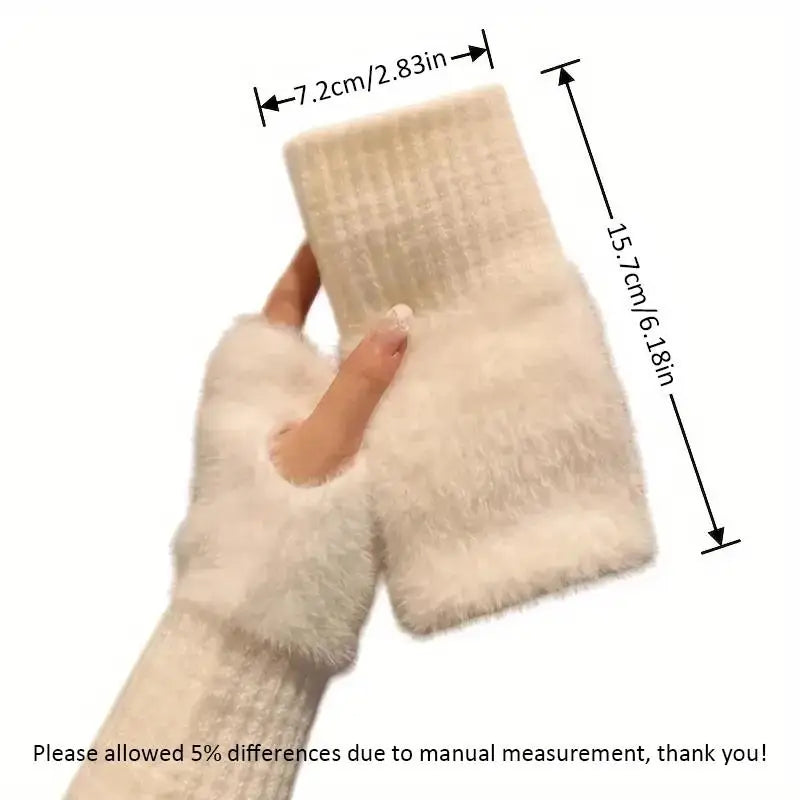 1Pair Warm Cold-proof Half-finger Gloves Women Autumn Winter Qme