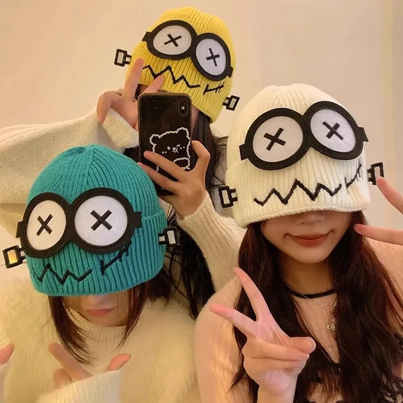 Funny Cute Knitted Woolen Hat Women Autumn Winter Cartoon Warm Qme
