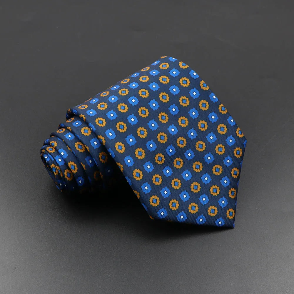 Men's Fashion Silk Tie Soft Novelty Necktie Blue Green Orange Ties