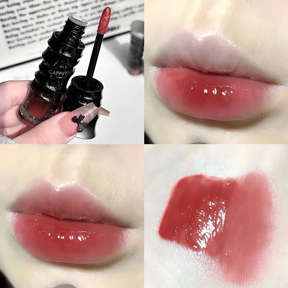 Crystal Lilac Lip Glaze Long Lasting Waterproof Pink Lip Tint Mirror Plumping Gloss Oil Non-stick Cup Natural Nude Jelly Makeup Qme 04