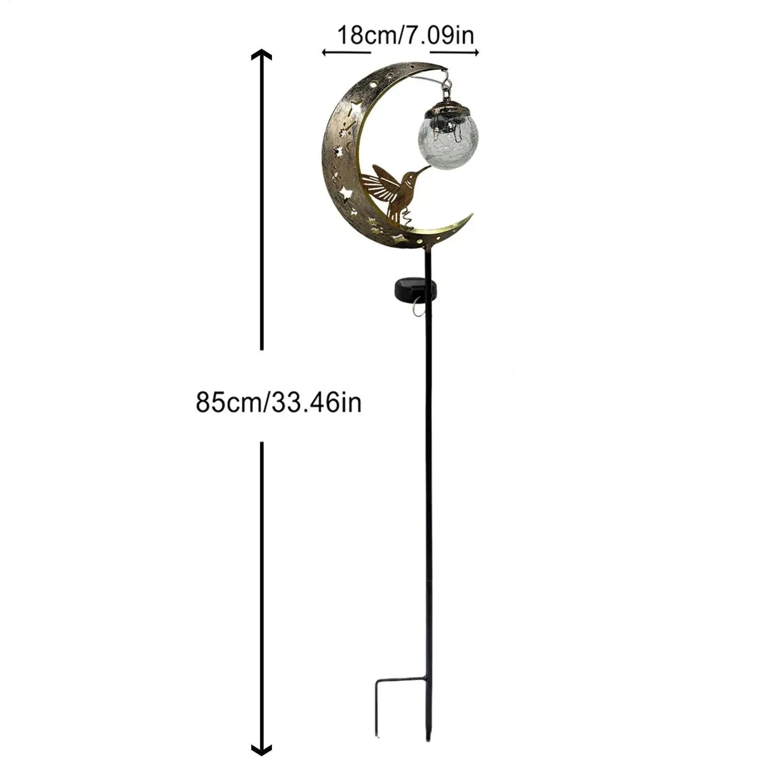 Solar Garden Stake Lights Moon Hummingbird Decorative Waterproof Qme