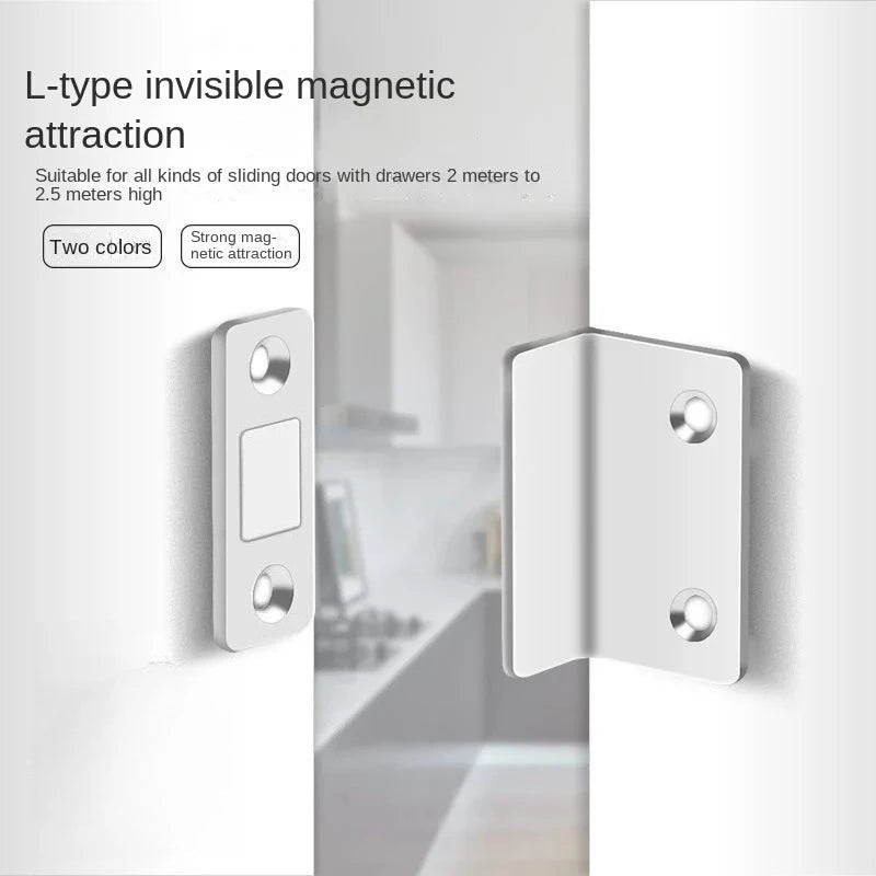 2pcs Magnetic Door Catch Latch -Invisible Strong Adhesion, Drill-Free Mount, Seamless Release- Ideal for Cabinets, Sliding Doors Qme