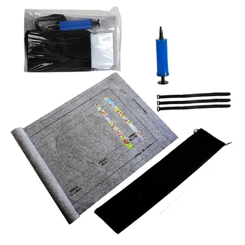 Puzzles Pad Jigsaw Roll Felt Mat Playmat Puzzles Blanket For Up To 1500 Pcs Puzzle Accessories New Portable Mat (Only Mat) Qme Gray 1set
