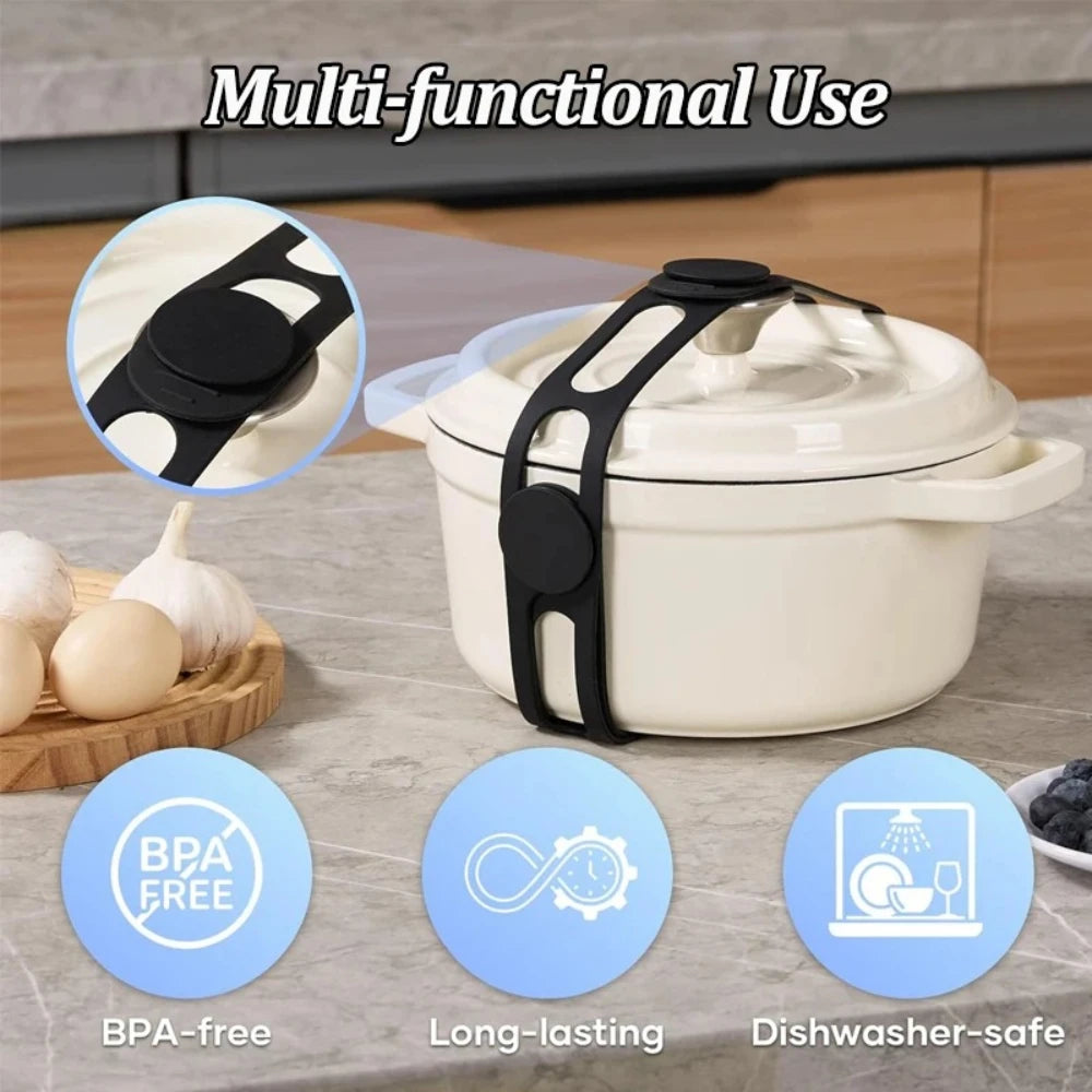 Reusable Silicone Elastic-Bands 3Pcs Pot-Lid Strap Holder Multipurpose for Clay-Pots Bowls Lunch Box Curtain Use Qme