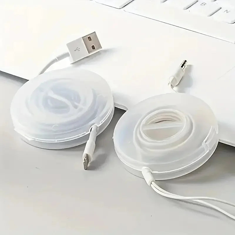 5pcs telescopic cable storage - transparent circular plastic USB charging cable winding tube, anti winding, suitable for travel, Qme
