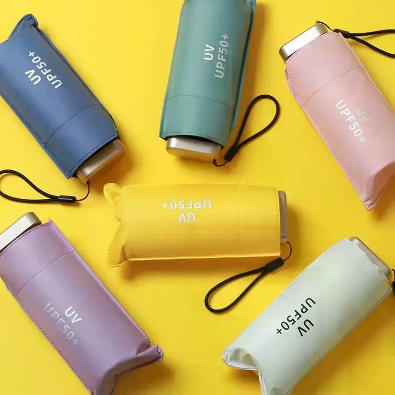 Compact Travel Mini Umbrella Uv Protection Capsule Umbrella 5 Fold Ultra Lightweight Sun Shade Umbrella Portable Manual Qme