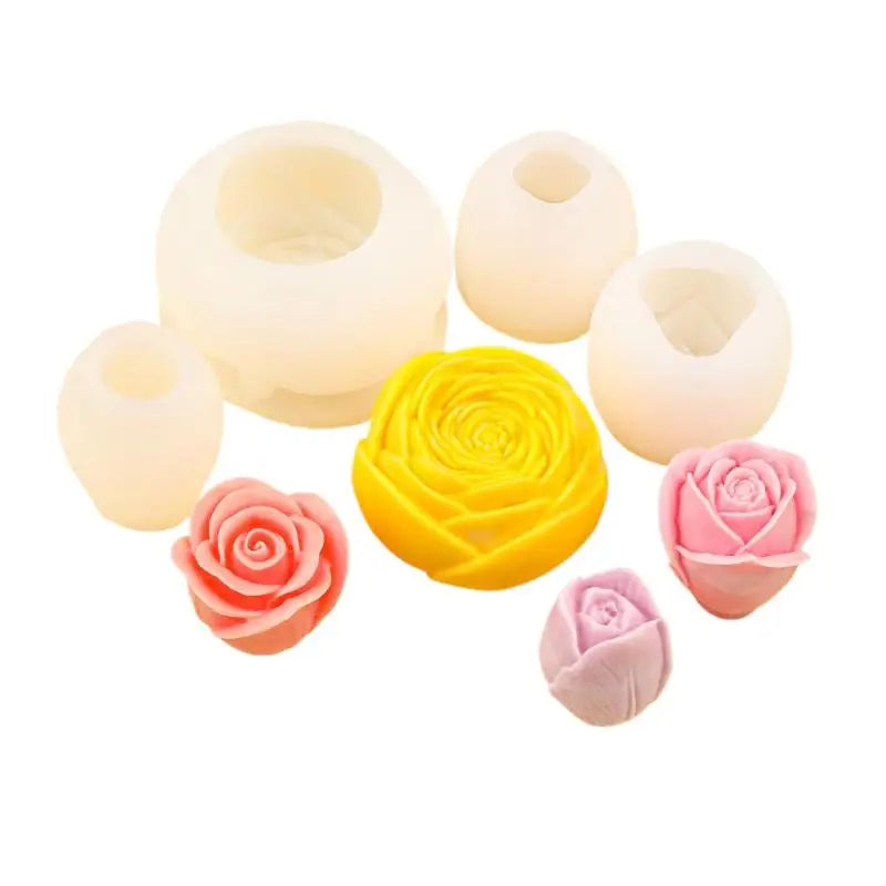 1Pcs Handmade Scented Candle Plaster Resin Molds DIY Flowers Tulip Rose Silicone Mold Cookies Chocolate Candy Baking Tool Qme