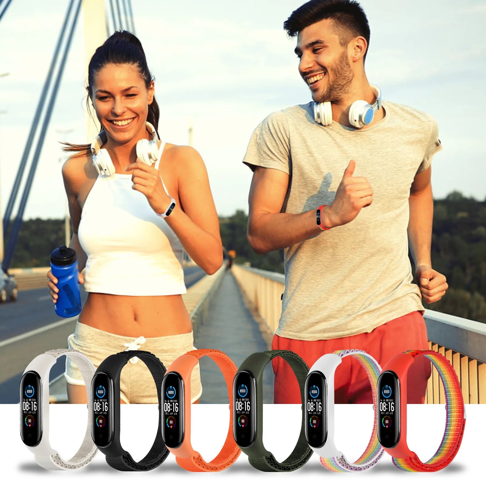 Adjustable Alpine Loop Strap for Xiaomi Mi Band 8 Breathable Elastic Soft Stretchy Wristband Compatible with Mi Band 8 NFC Qme