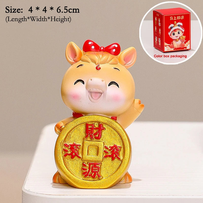 2026 Cute Year Of The Horse Ornament Lucky New Year Horse Toy DIY Desktop Decoration Car Ornament Pony Decor New Year Gift Qme A24