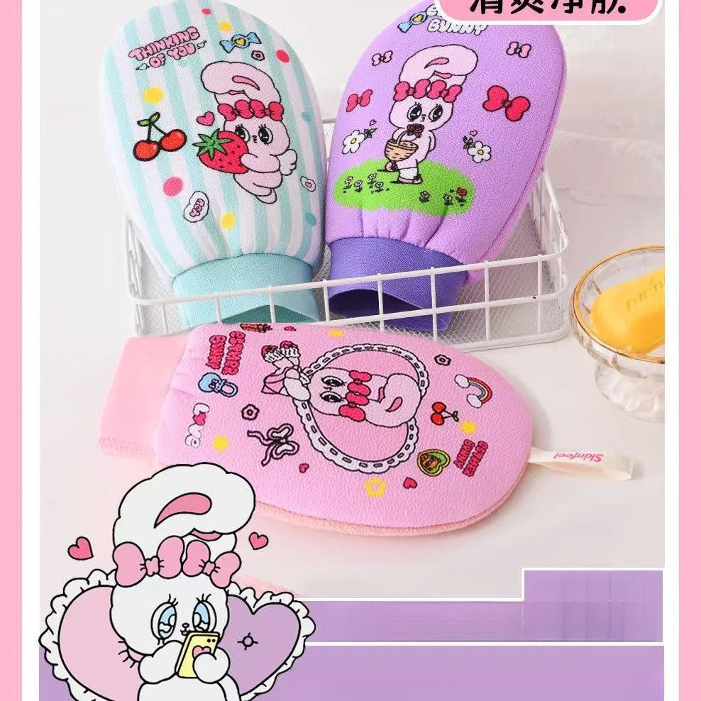 Kuroomi Bath Sponge Home Scrubber Back Strap Gentle Scrubbing Cute Qme 3 Random Style 1