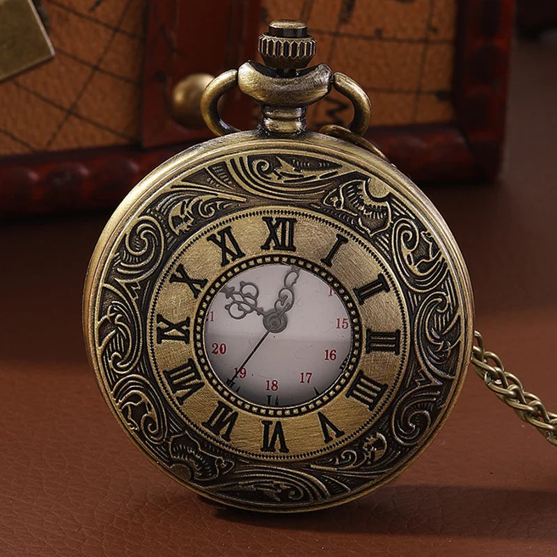 2026 Vintage Bronze Romantic English Vintage Classic Pattern Pocket Watch Roman Numerals Antique Pocket Watch Father's Day Gift Qme Copper Pocket Watch