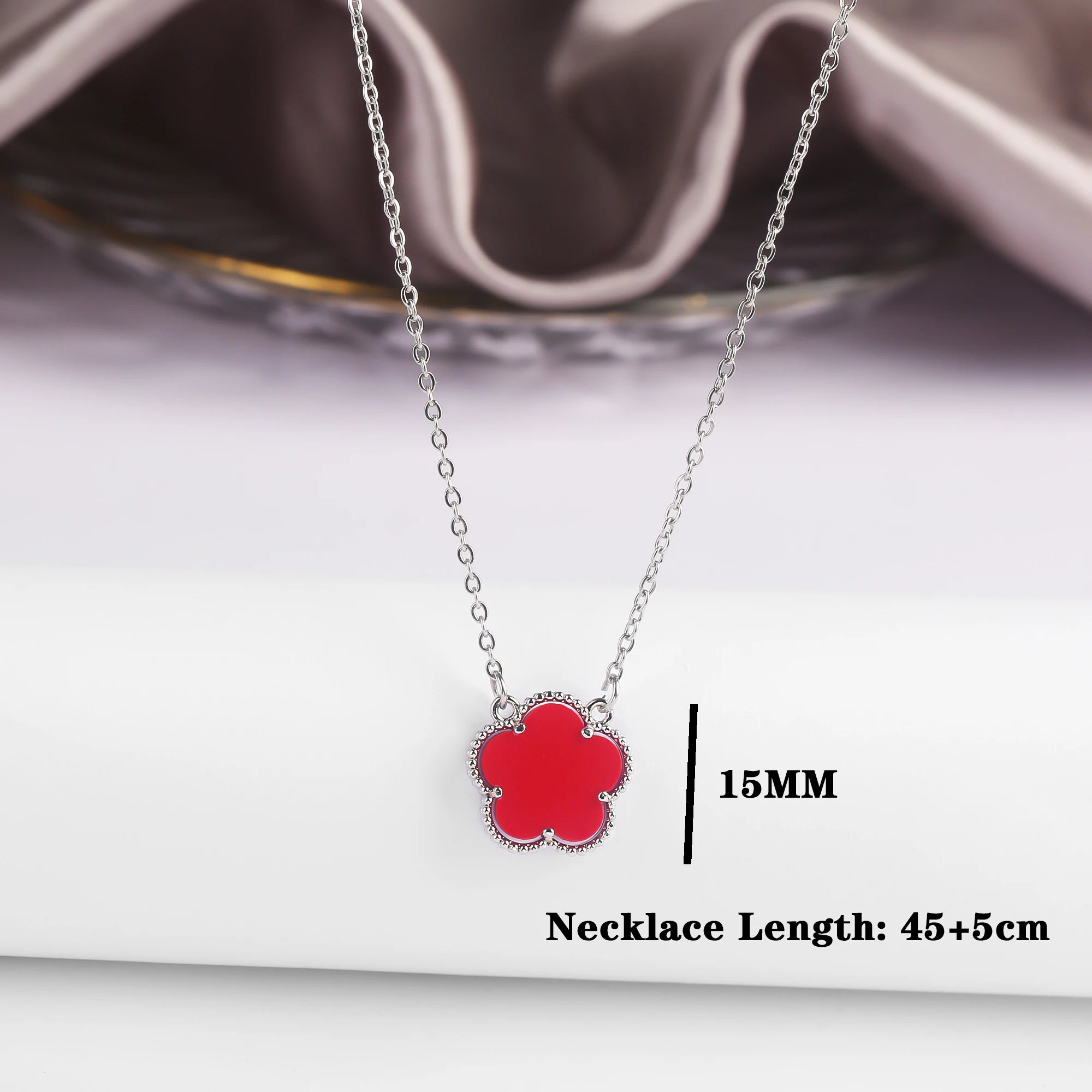 Gold/Silver Classic Natural Stone Five Leaf Flower Necklace Fashion Women Flower Jewelry Necklace For Daily Wear Free Shipping Qme