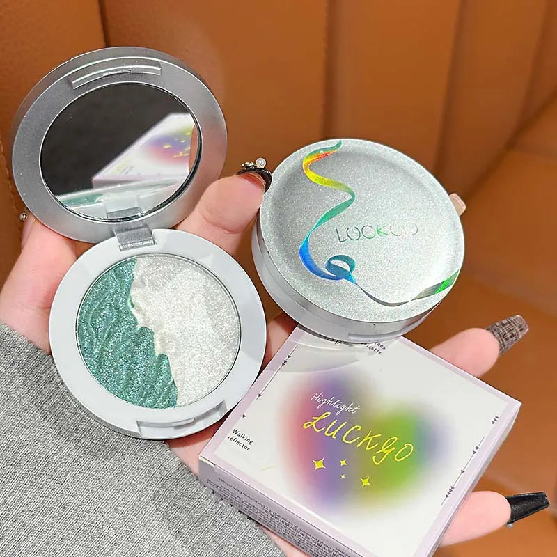 3 Colors Two-tone Glittering Highlighter Pressed Powder Pearlescent Qme