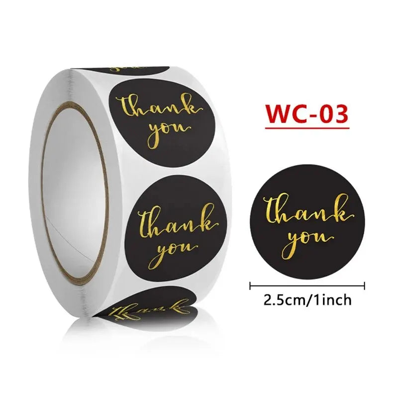 500Pcs 1inch Thank You Stickers For Envelope Sealing Labels Stationery Supplies Handmade Wedding Gift Decoration Sticker New Qme WC-03