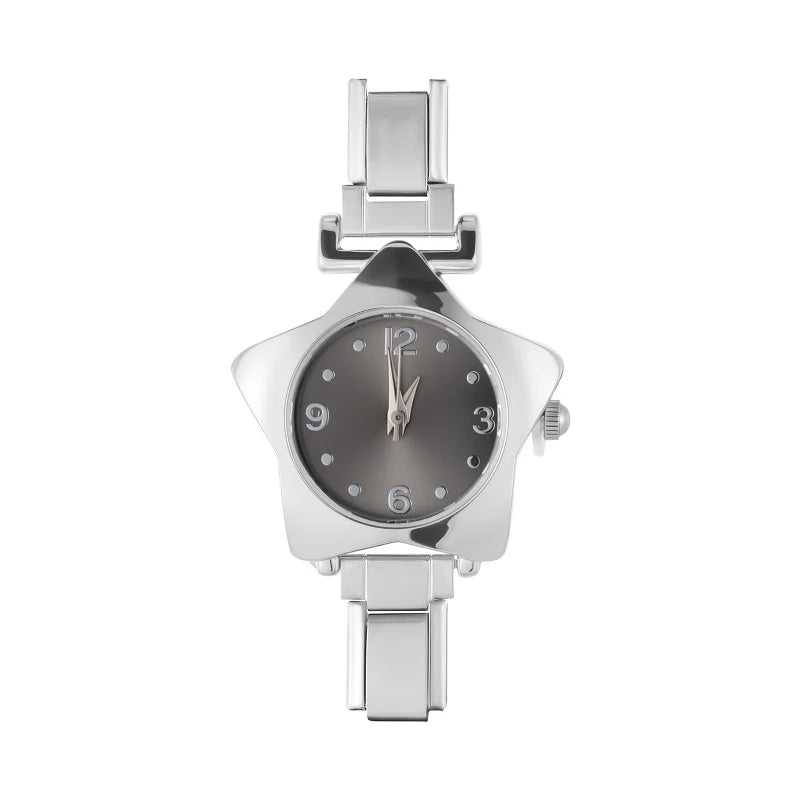 Gold Retro Simple Men Women's Watch Stainless Steel Strap Star Dial