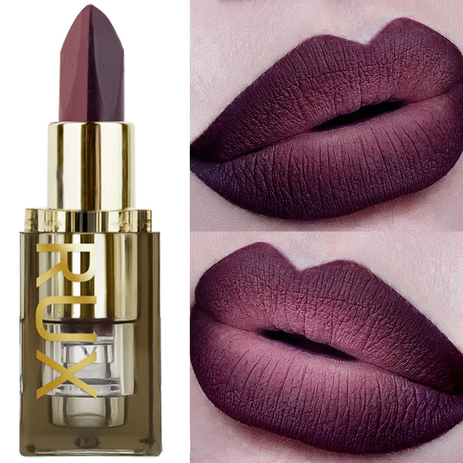 Two-tone Waterproof Velvet Nude Lipstick Sexy Purple Brown Pigments Qme