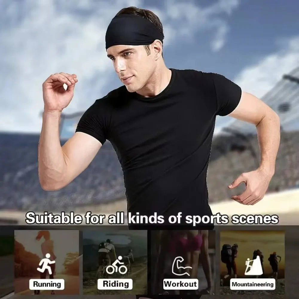 Sports Headbands Solid Elastic Non Slip Quick Dry Workout Fitness Qme