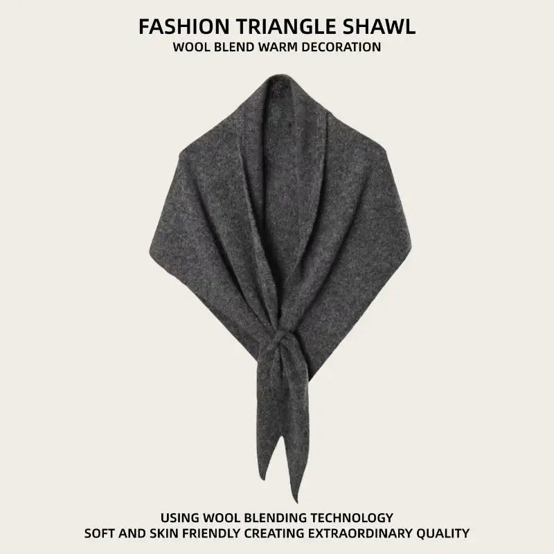 Winter Women Shawl Wraps Cardigan Cape Wool Blend Triangle Scarf Qme Dark gray