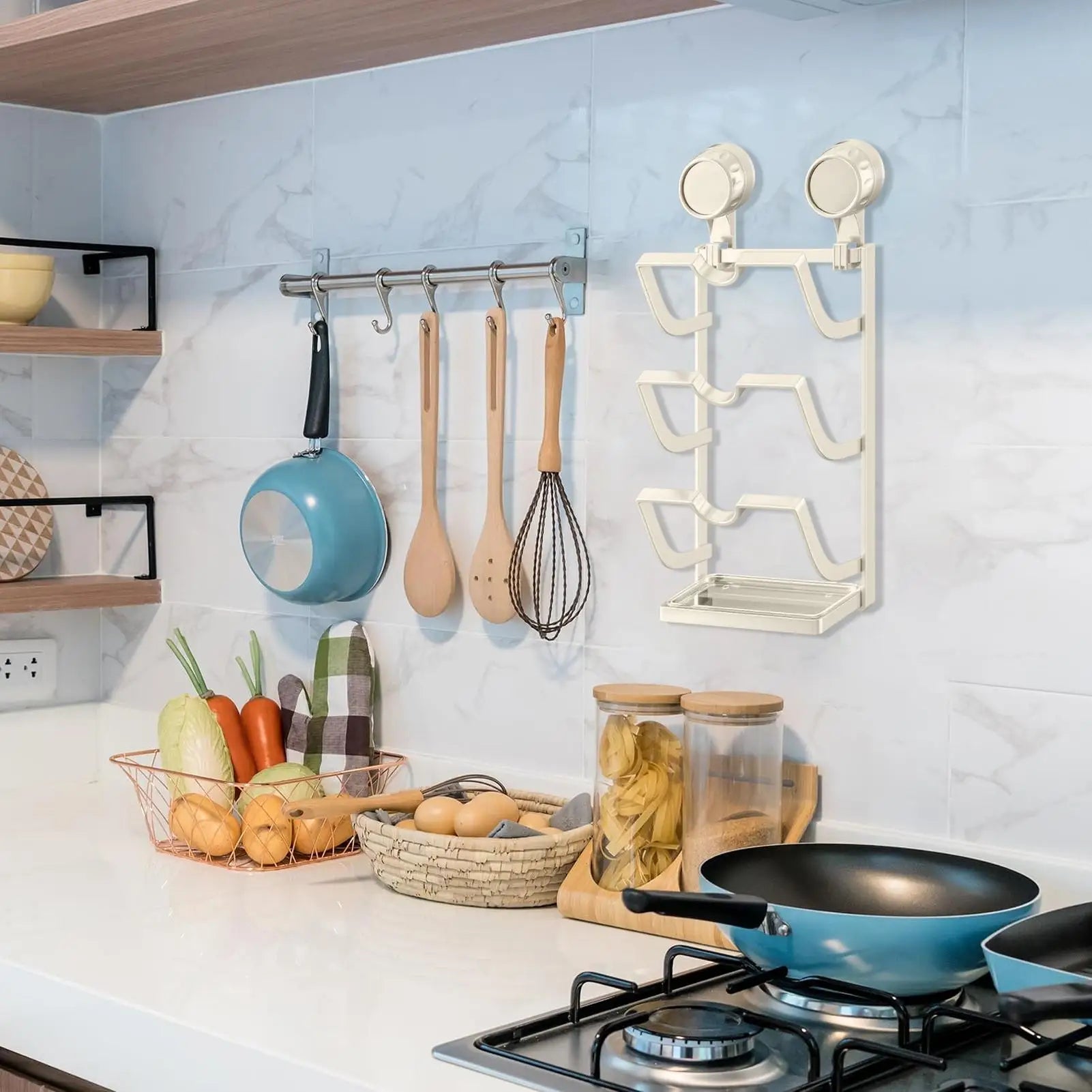 Pot Lid Rack Organizer 3-Tier Space-saving Storage Kitchen Qme