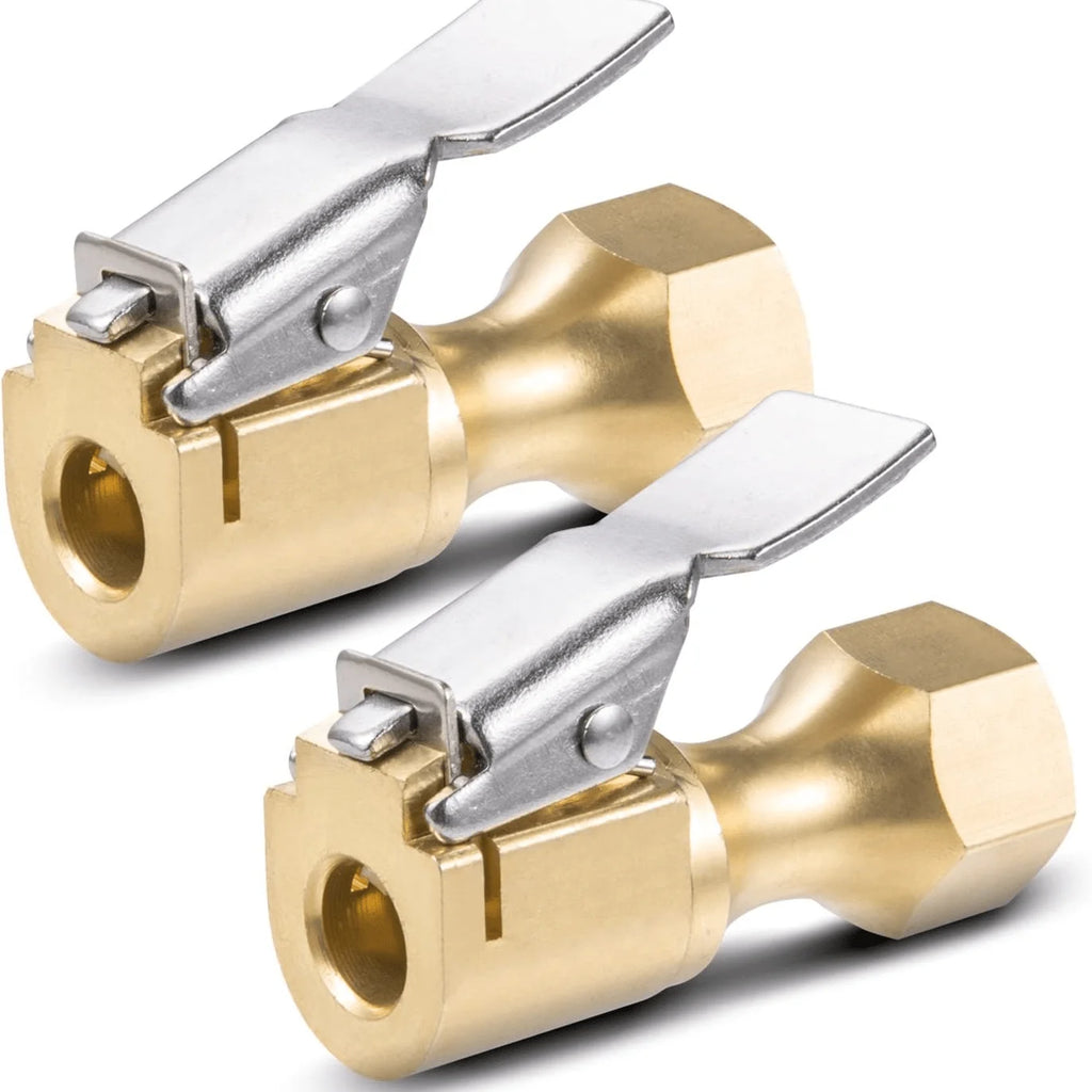 Effortlessly Inflate Your Car Tires with Heavy Duty 2pcs Open Flow Lock On Tire Chuck with Clip in Vibrant Yellow Color Qme 2pcs