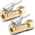 Effortlessly Inflate Your Car Tires with Heavy Duty 2pcs Open Flow Lock On Tire Chuck with Clip in Vibrant Yellow Color Qme 2pcs