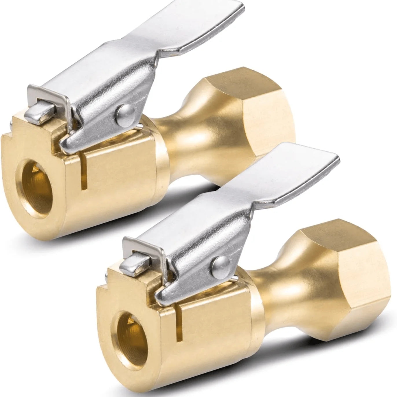 Effortlessly Inflate Your Car Tires with Heavy Duty 2pcs Open Flow Lock On Tire Chuck with Clip in Vibrant Yellow Color Qme 2pcs