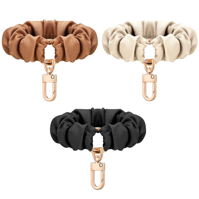 Adjustable Wristband Leather Scrunchie Keychain Sleek Keyring Qme