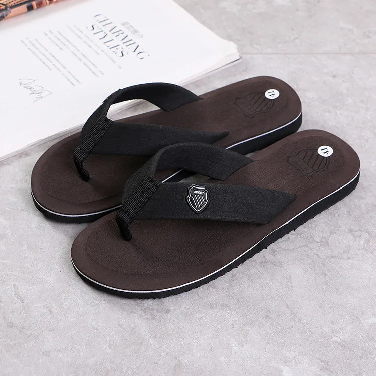 Casual Flip Flops For Men Slippers Beach Sandals Summer Non-Slip Flat Slides Men Slippers Indoor House Shoes Man Male Slipper Qme Dark brown 40
