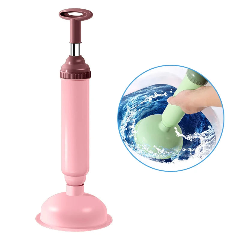 Toilet Plunger Powerful High-pressure Drain Suction Cups Unblocker Qme Pink