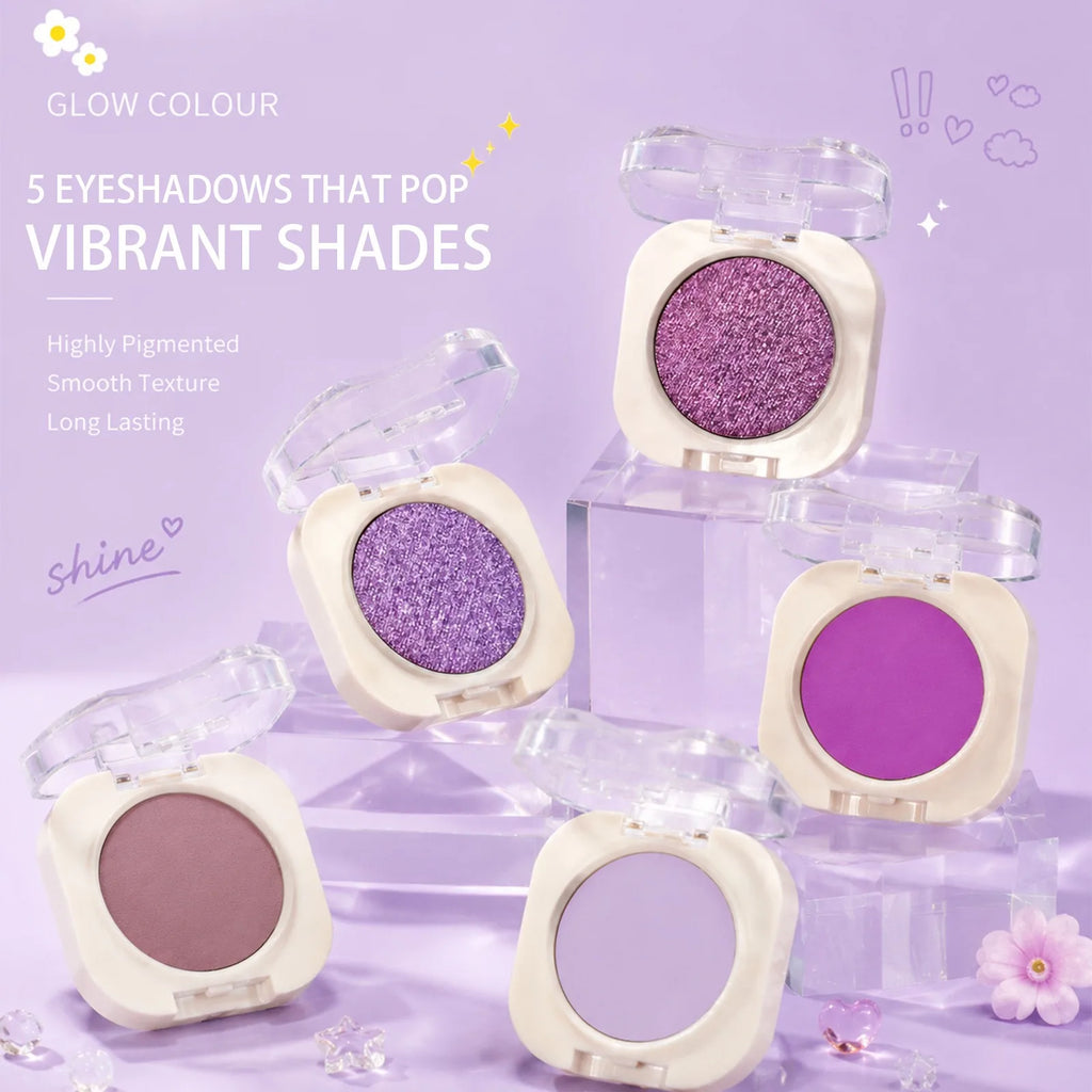 Purple Single Eyeshadow Matte Shimmer Metallic Waterproof LongLasting Highly Pigmented Velvet Smooth Blendable Eye Shadow Makeup Qme