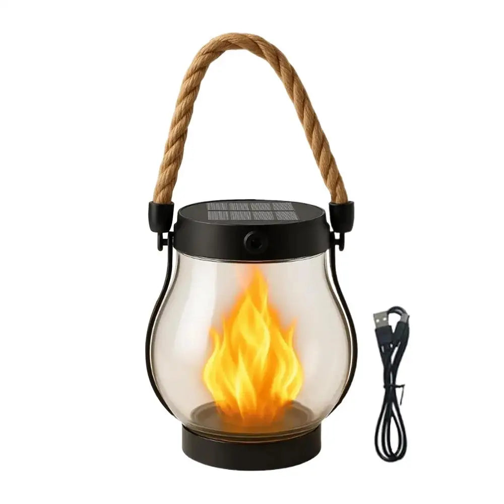 Solar Lanterns for Outside Solar-Powered Lanterns Outdoor Water-Resistant Flickering Flame Design USB Charging Ornament for Tree Qme A