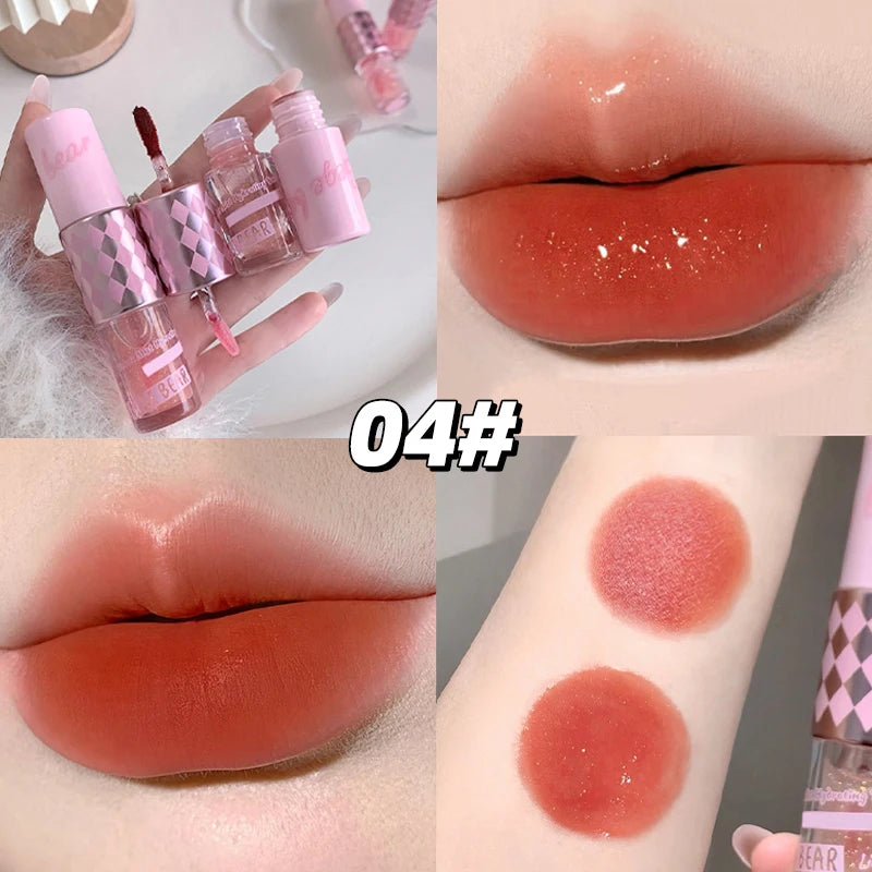 Double End Lip Glaze Gege Bear Full Gloss Mirror Matte Velvet Long Qme GX1379-04