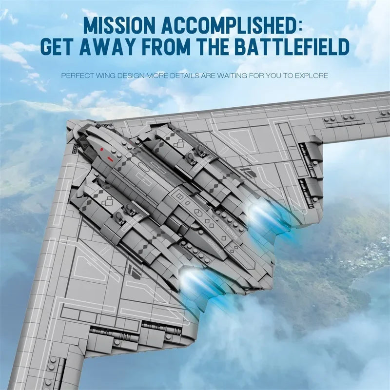 2063PCS B-2 Ghost Strategic Bomber Building Blocks Air Force Fighter Model Bricks Collection Desktop Display Kids DIY Toys Gifts Qme