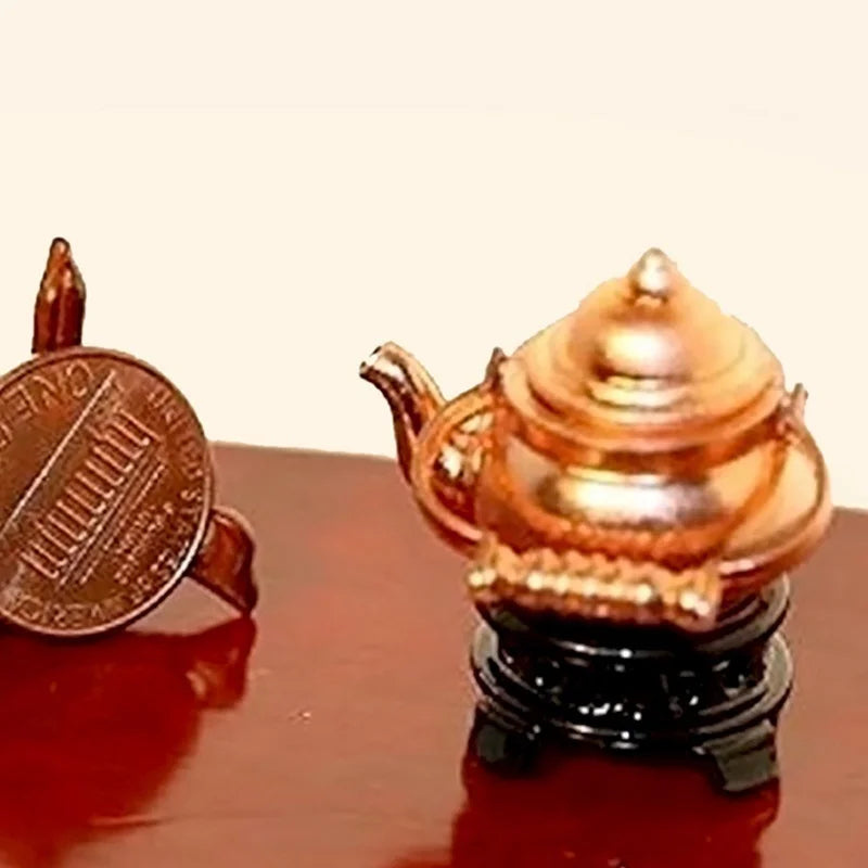 Retro Kettle Open Lid Dollhouse Miniature Re-ment 1:12 Scale Fairy Mini Doll Home Decor Accessories Qme