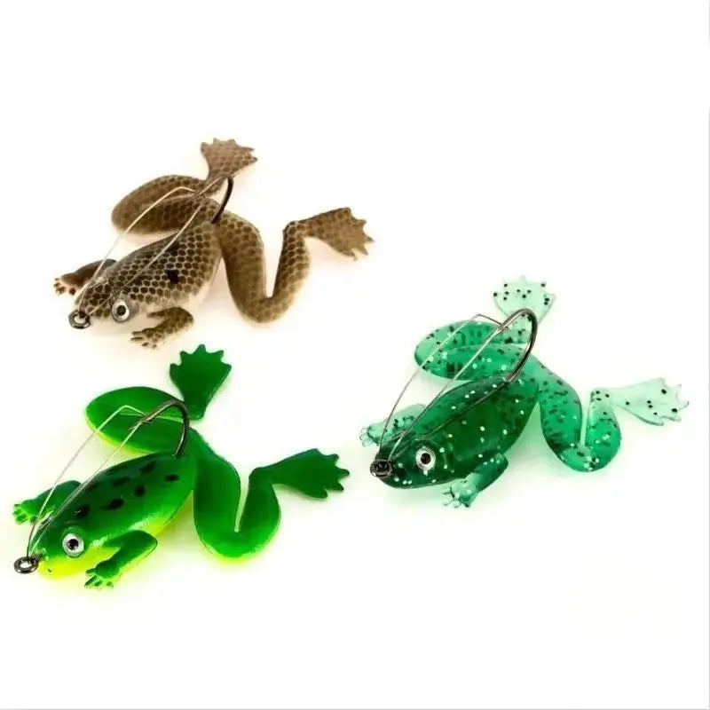 Soft Rubber Frog Fishing Lures Silicone Swimbait Crankbait Artificial Qme