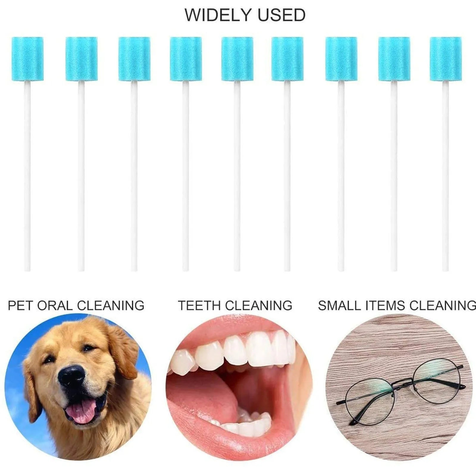Pack Of 100 Disposable Oral Care Sticks Tooth Cleaning Mouth Swabs With Stick Sponge Head Multiuse Pet Cleaning Tool Qme